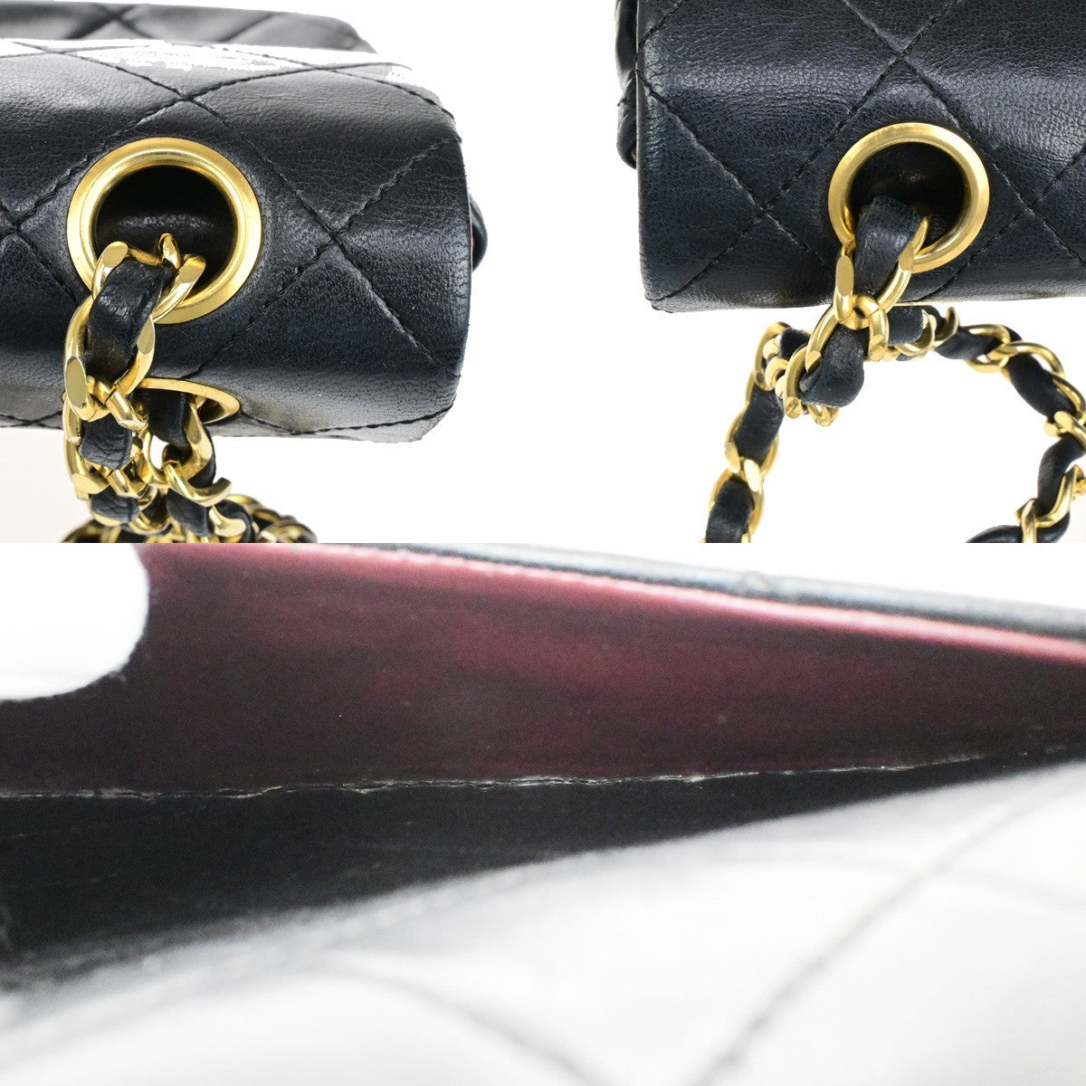 CHANEL CC Matelasse 23 Double Flap Chain Shoulder Bag Leather Black GHW 396RK815