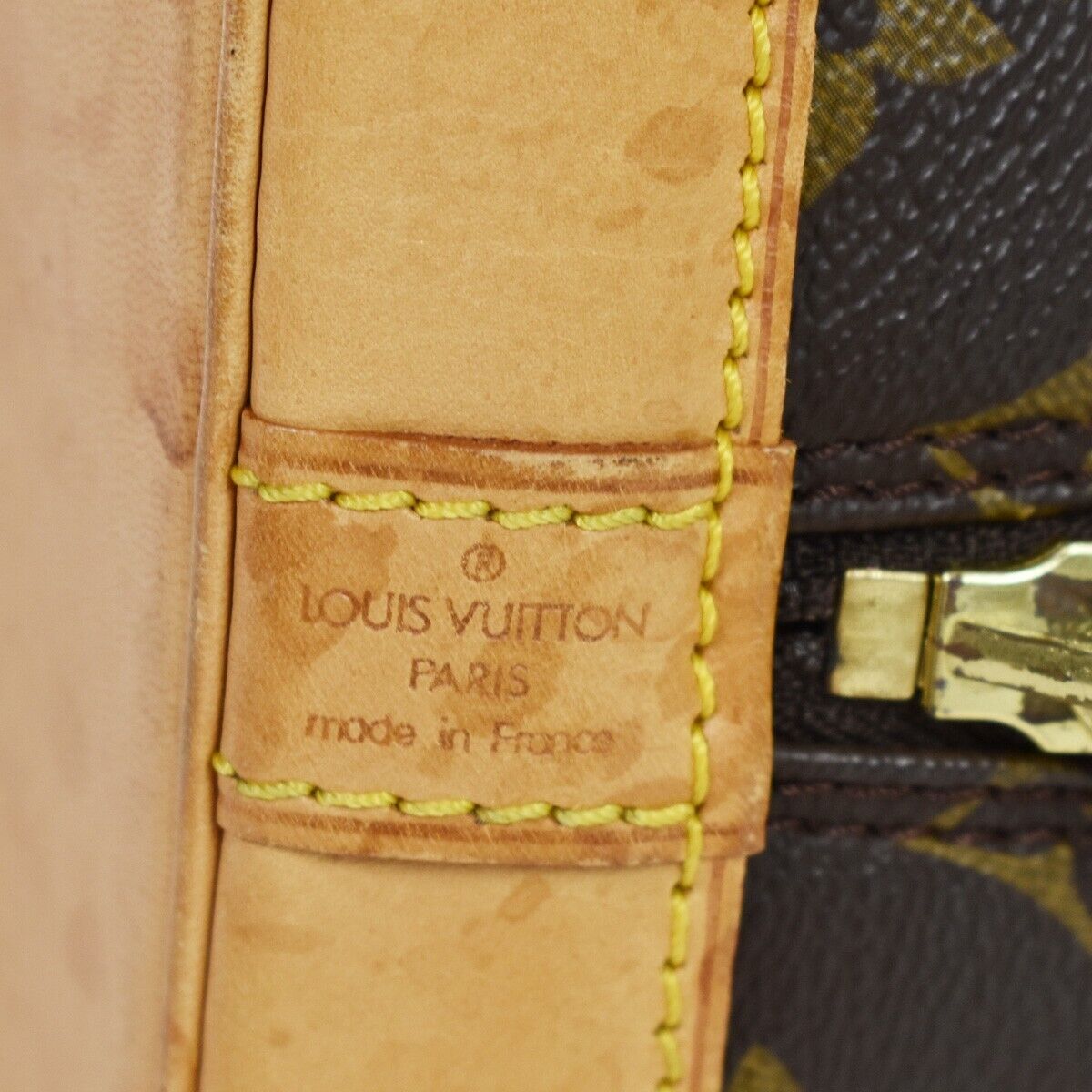 LOUIS VUITTON LV Logo Alma Hand Bag Monogram Leather Brown France M51130 83EA822