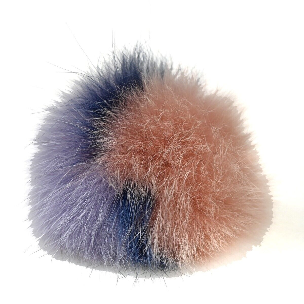 FENDI Logo Pompom Bag Charm Key Chain Fox Fur Leather Multicolor Pink 04GA320