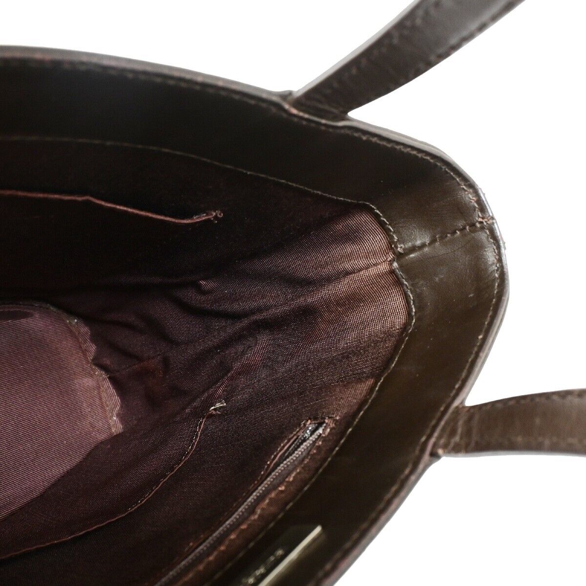 BURBERRY Logo Bicolor Hand Tote Bag Leather Suede Brown 05EB902