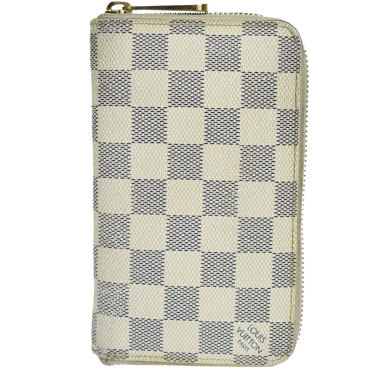 LOUIS VUITTON Zippy Compact Wallet Damier Azur Leather White N60029 69GA843