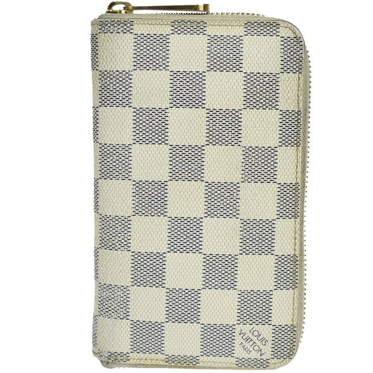 LOUIS VUITTON Zippy Compact Wallet Damier Azur Leather White N60029 69GA843