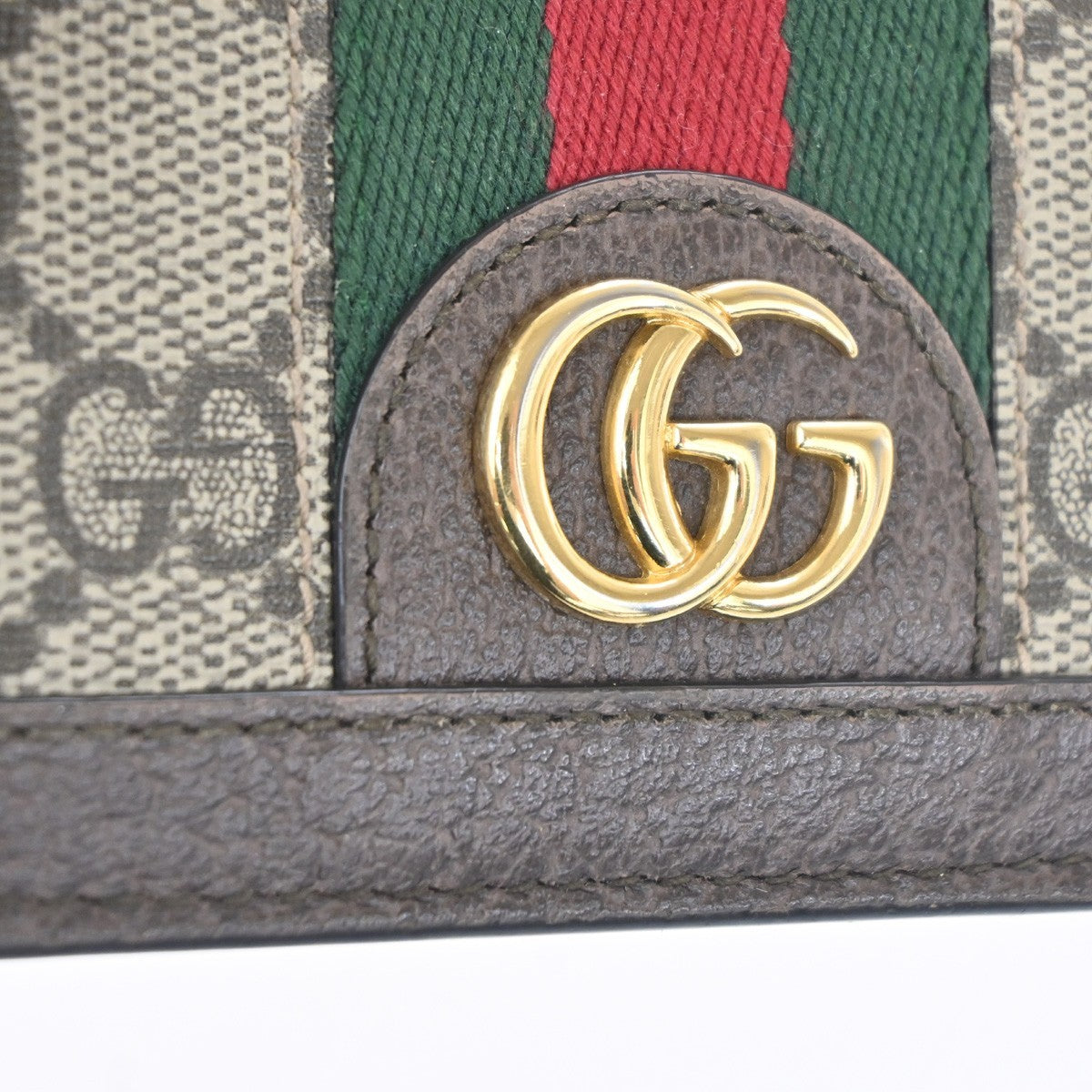 GUCCI Logo Sherry GG Pattern Compact Wallet Supreme Leather Brown GHW 31TA331