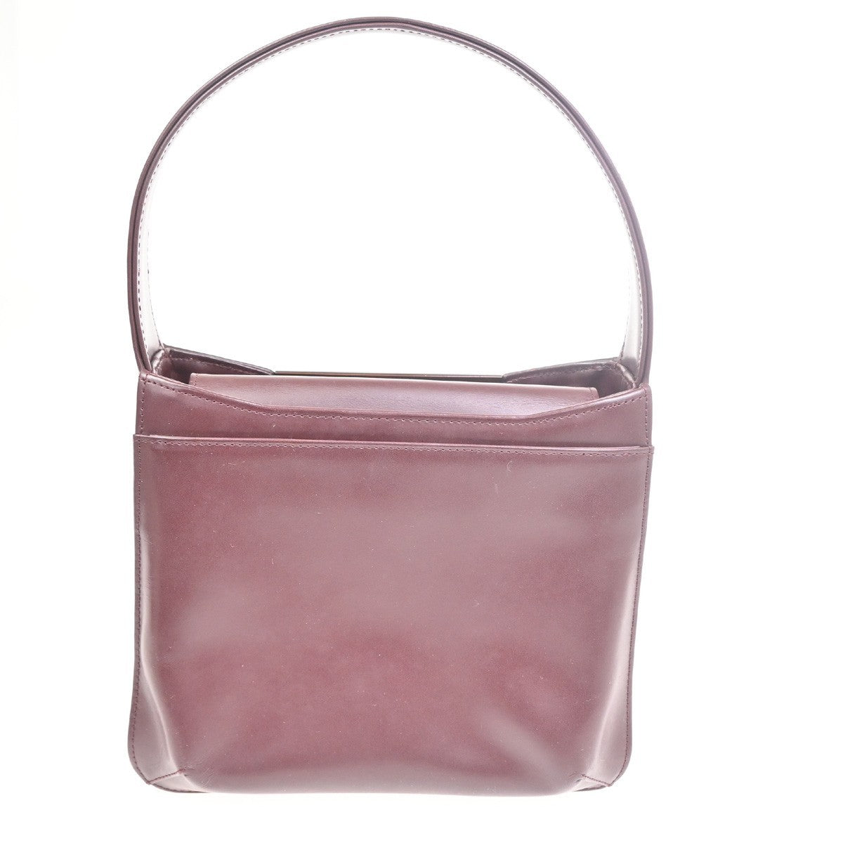GIVENCHY Logo Top Handle Hand Bag Leather Canvas Burgundy 05KC527
