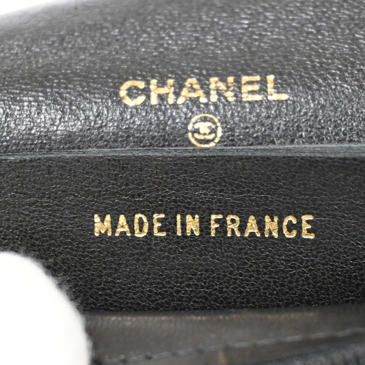 CHANEL CC Logo chain Matelasse Bifold Wallet Purse Leather Black France 79RF104