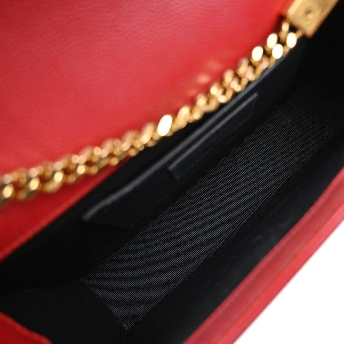 SAINT LAURENT YSL Logo 2Way Chain Shoulder Clutch Bag Red GHW Italy 22RF821