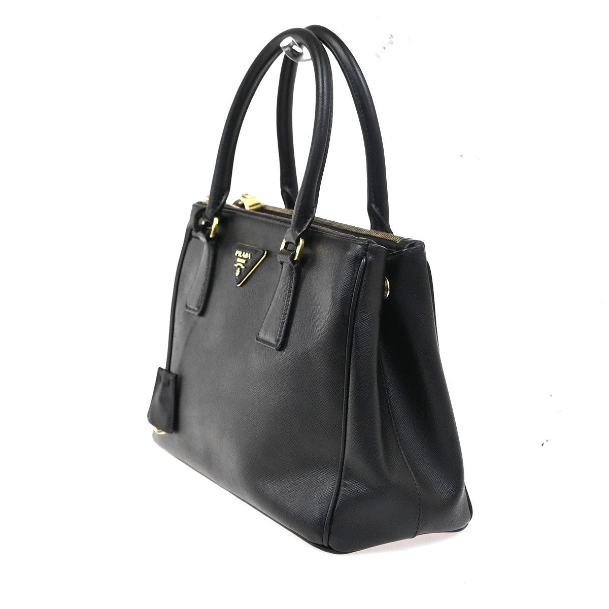 PRADA Logo Galleria Shoulder  Hand Bag Saffiano Leather Black GHW Italy 72YJ039