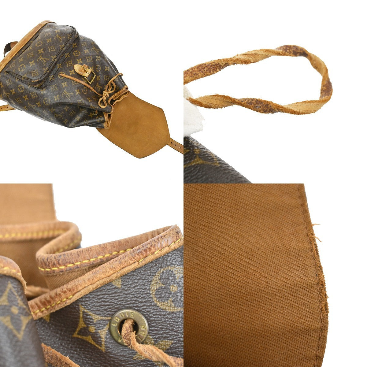 LOUIS VUITTON Montsouris GM Backpack Bag Monogram Leather Brown M51135 88CA069