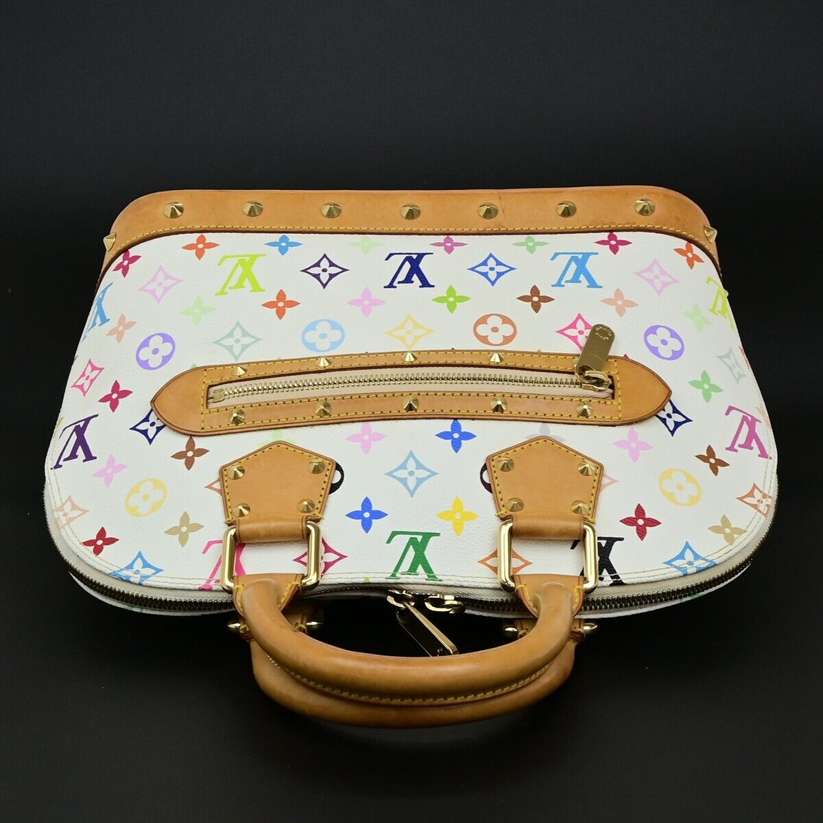 LOUIS VUITTON LV Logo Alma Hand Bag Monogram Multi Color White M92647 689RF219