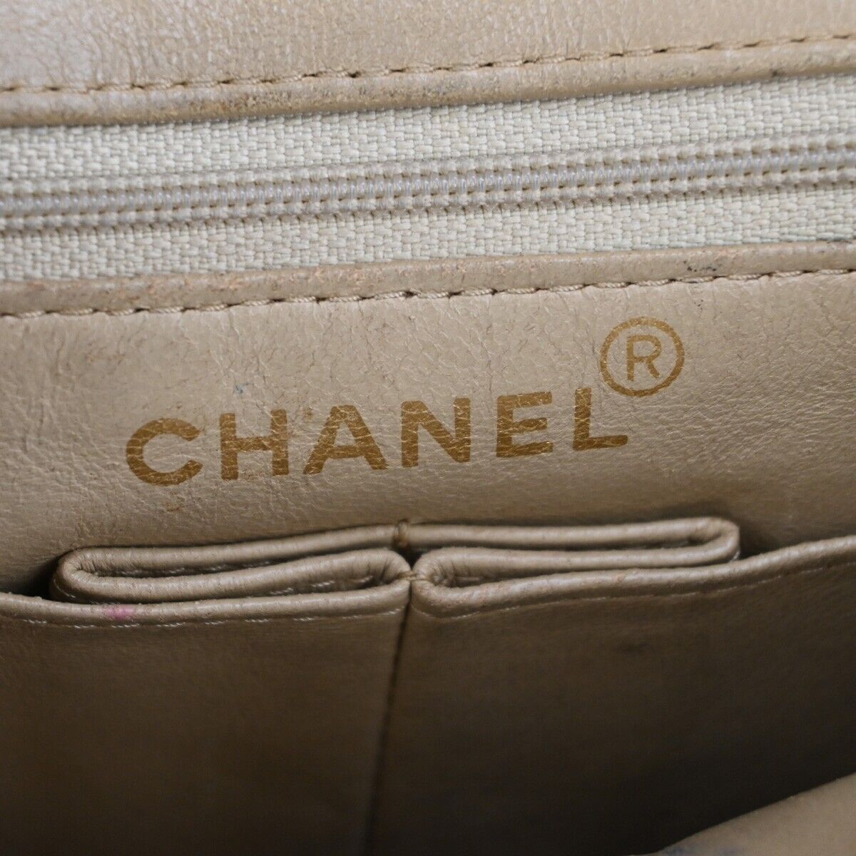 CHANEL CC Mini Matelasse Chain Shoulder Bag Leather Beige GHW Vintage 361RJ241