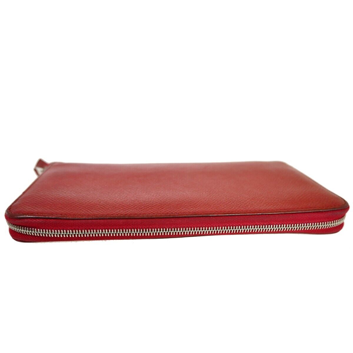 HERMES Azap Silk In Long Zipper Wallet Purse Veau Epsom Leather Red SHW 35YD351