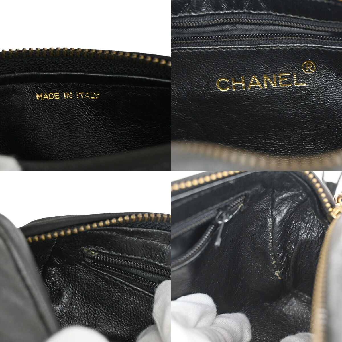 CHANEL CC Tassel Mini Matelasse Chain Shoulder Bag Leather BK Vintage 614RJ709