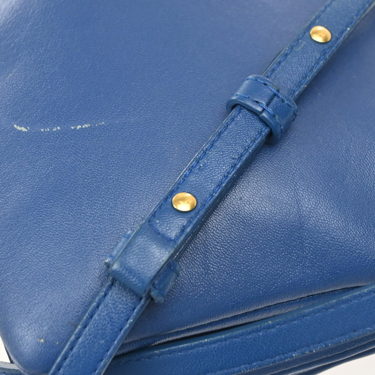 CELINE Logo Trio Crossbody Shoulder Bag Leather Blue Italy 87KP580