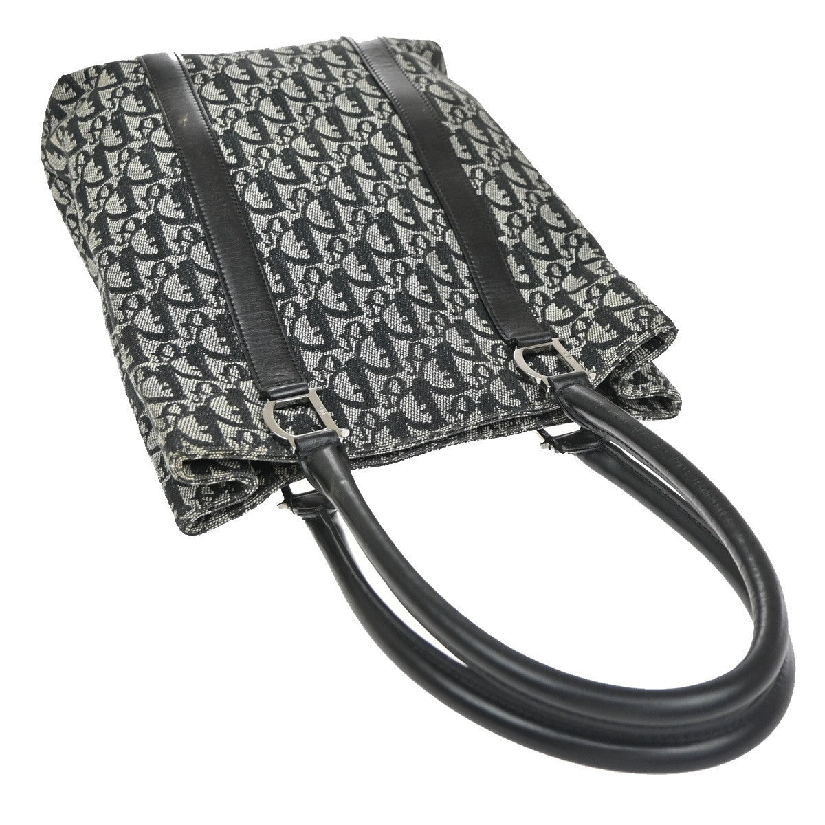 CHRISTIAN DIOR Logo Trotter Pattern Shoulder Bag Canvas Leather BK Italy 93YJ238
