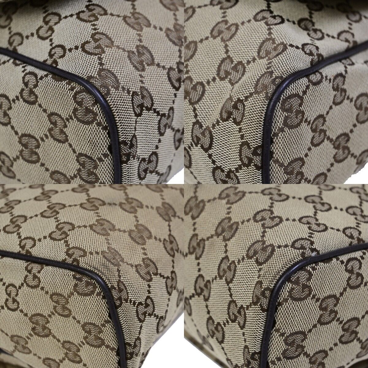 GUCCI Logo GG Pattern Shoulder Bag Canvas Leather Brown Silver Italy 80EB802