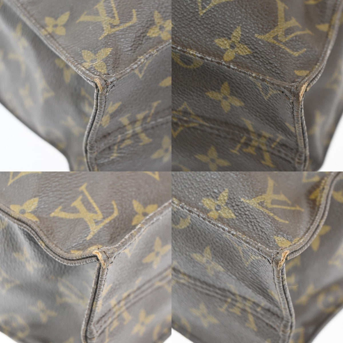 LOUIS VUITTON Logo Sac Plat Hand Tote Bag Monogram Leather Brown M51140 67MA451