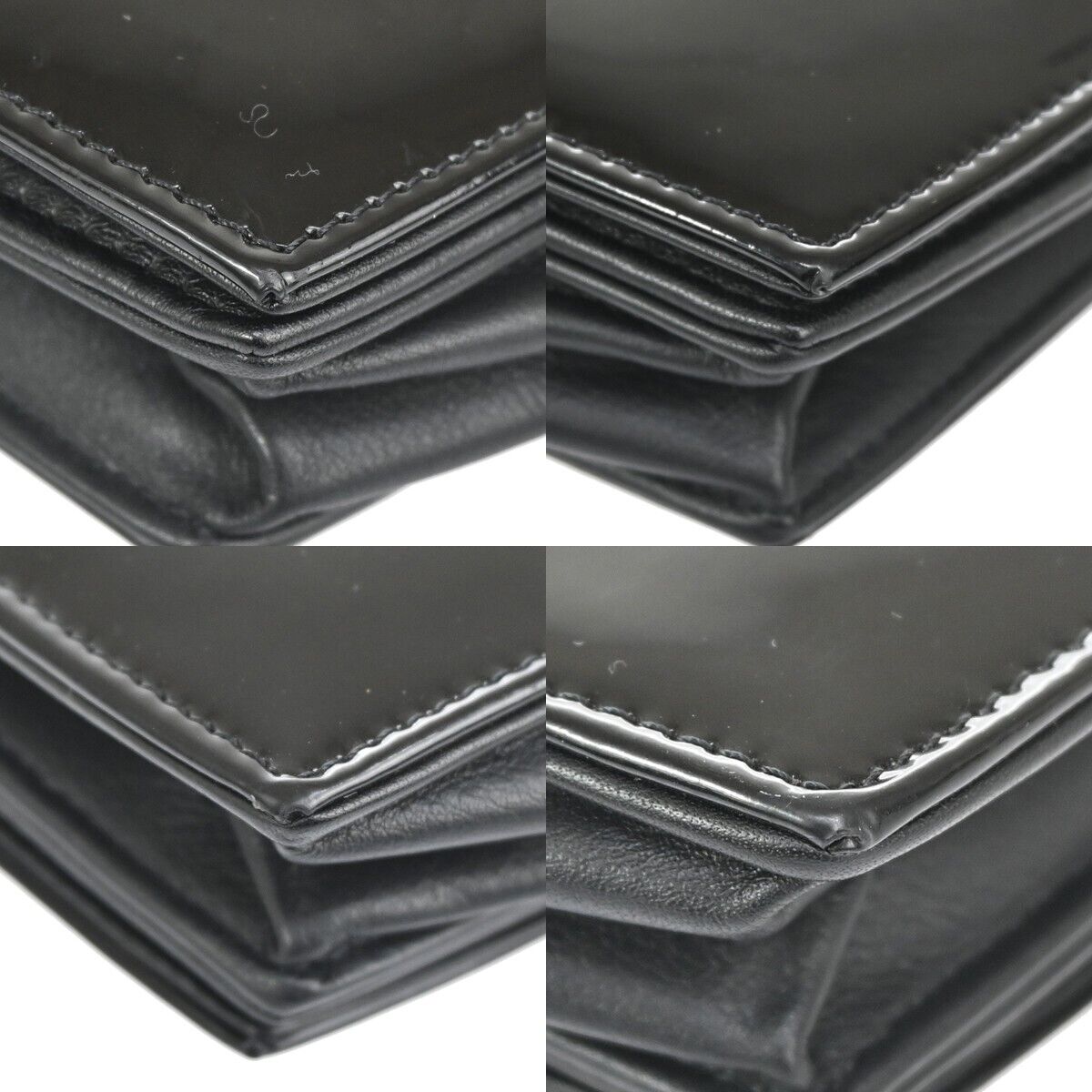 CHANEL CC Logo Mini Chain Wallet Shoulder Bag Patent Leather Black SHW 683RH866