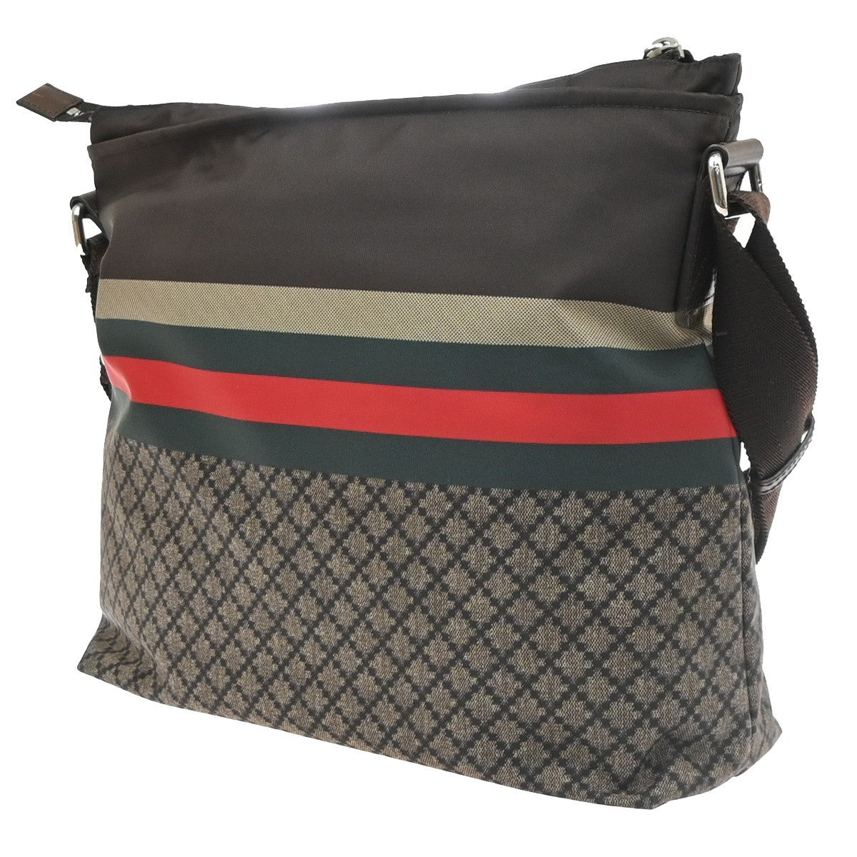 Gucci  Diamante Sherry Web  shoulder Messenger Bag Nylon Navy Blue Brown 77SA158