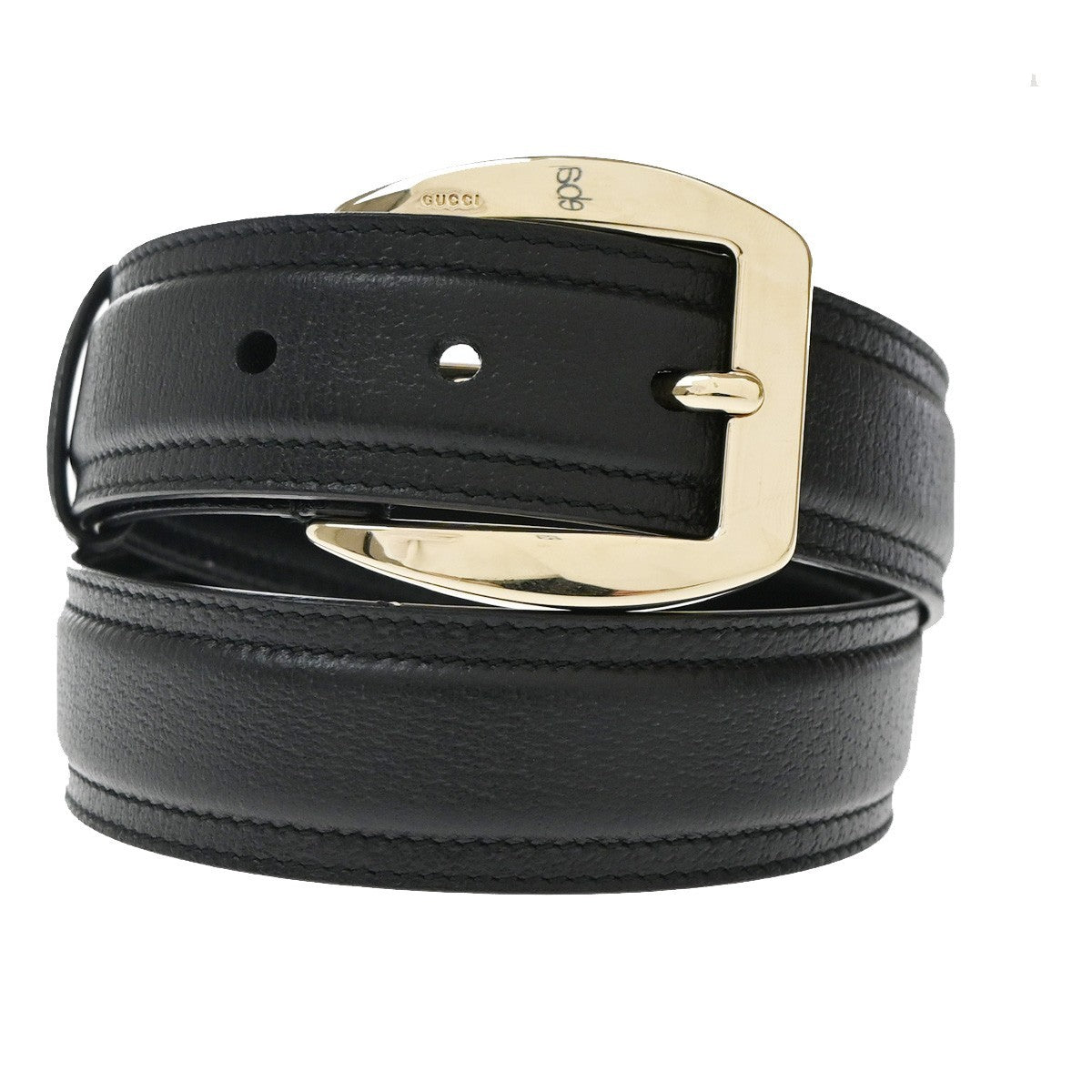 GUCCI  Logo Belt 80/32 35mm Leather Black GHW Italy 68TA242