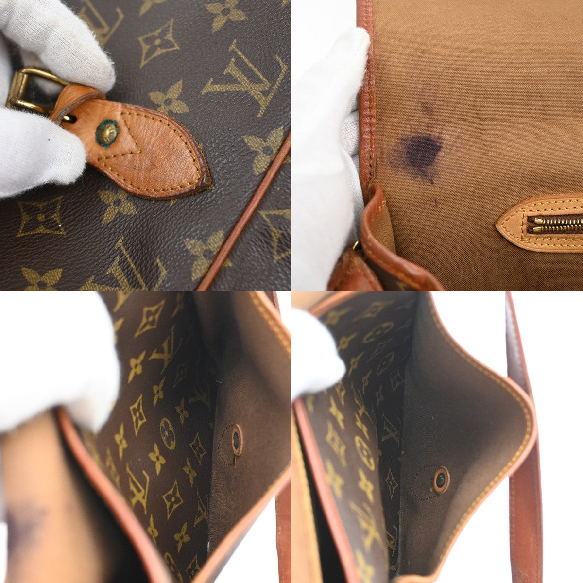 LOUIS VUITTON Gibeciere MM Shoulder Bag Monogram Leather Brown M42247 66SA102