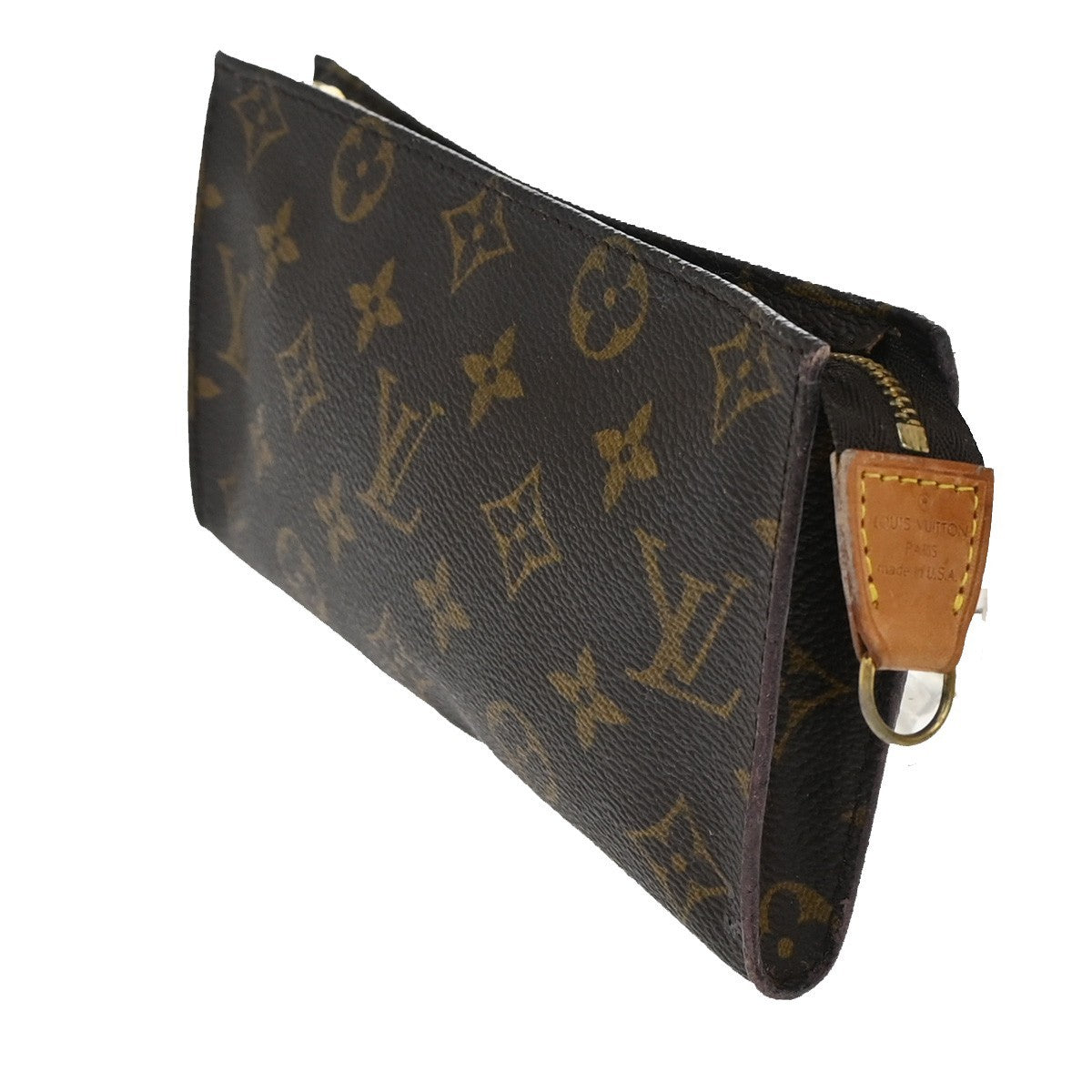 LOUIS VUITTON Logo BUCKET GM Pouch Bag Monogram Leather Brown U.S.A 05TA152