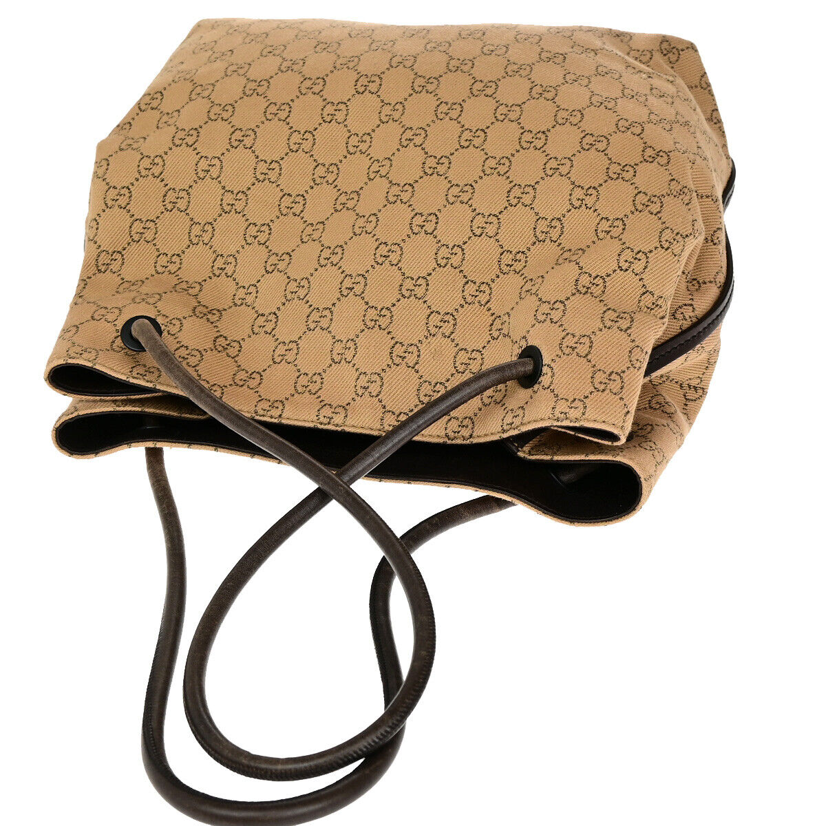 GUCCI Logo GG Pattern Shoulder Bag Canvas Leather Brown Made In Italy 60YF013