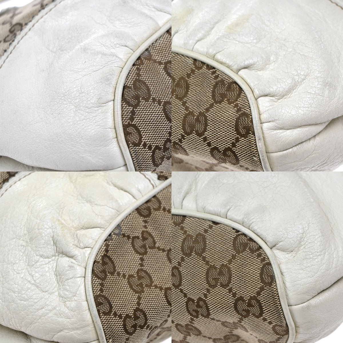 GUCCI GG Pattern Shoulder Tote Bag Canvas Leather Brown White GHW Italy 31EG320