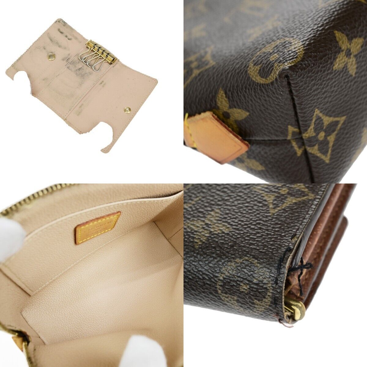LOUIS VUITTON 4 Set Wallet Pouch Key Case Monogram Vernis Leather BN NE 87EB414