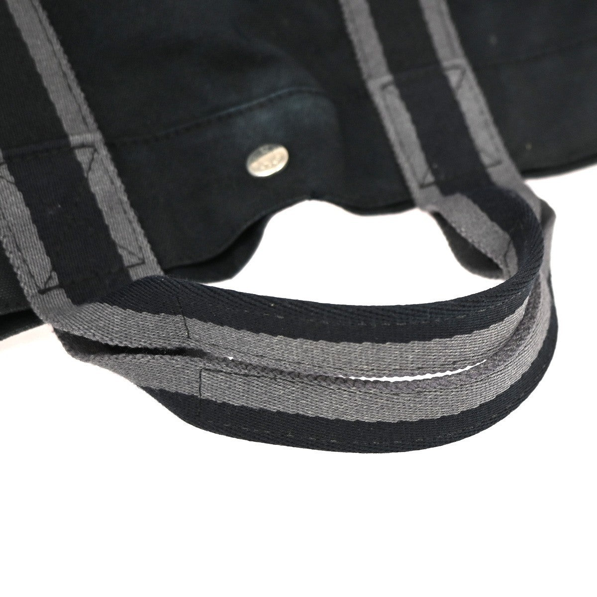 HERMES Logo Fourre Tout MM Hand Tote Bag Cotton Black SHW France 07KD184