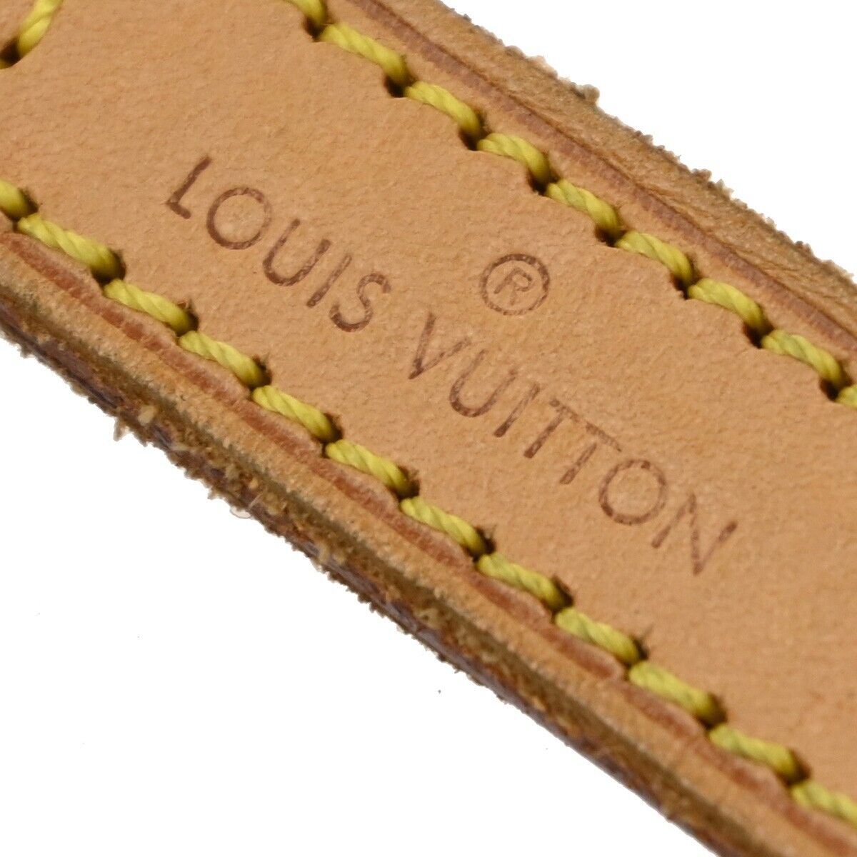 LOUIS VUITTON Logo Shoulder Strap Leather Brown Gold Bag Accessory 66EE109