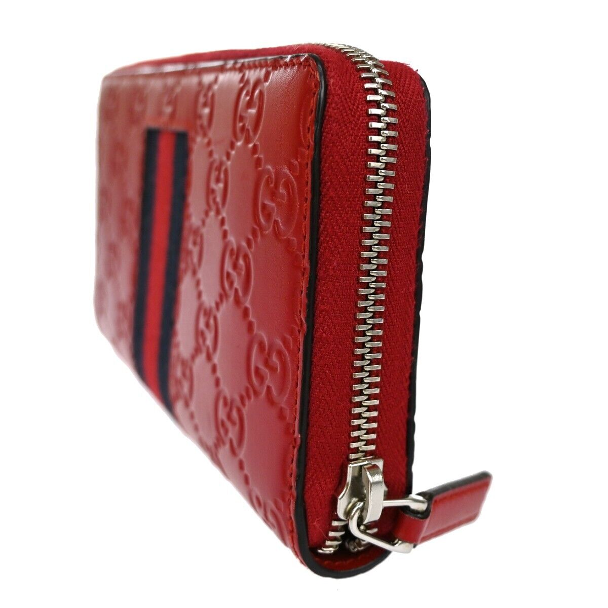 GUCCI Guccissima GG pattern Long Bifold Wallet Leather Red Italy 32GA976