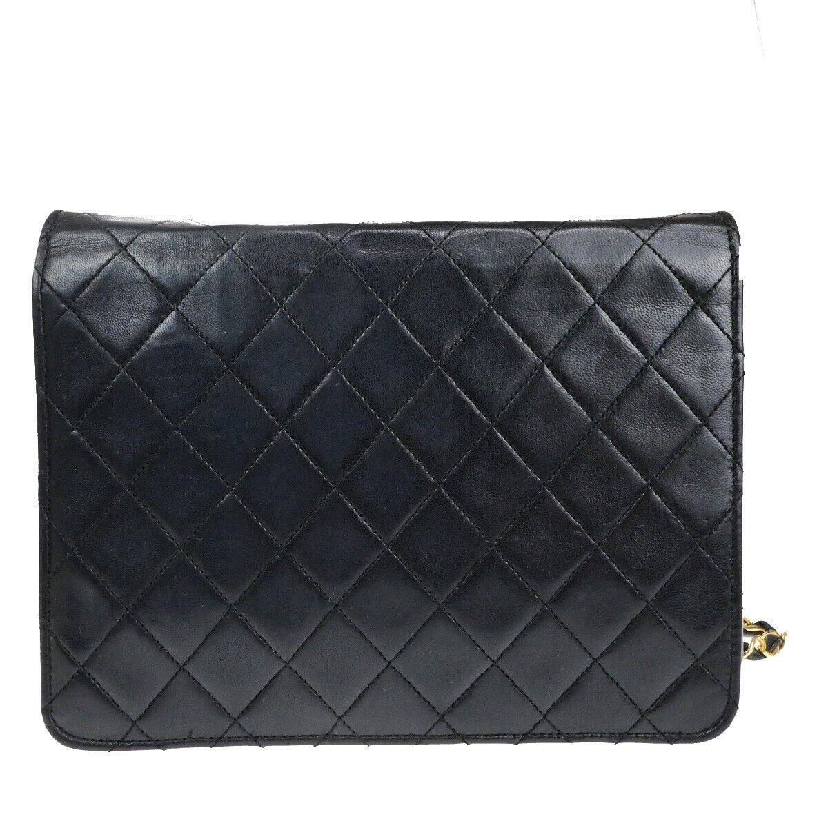 CHANEL CC Logo Matelasse Chain Shoulder Bag Leather Black GHW 41RK820