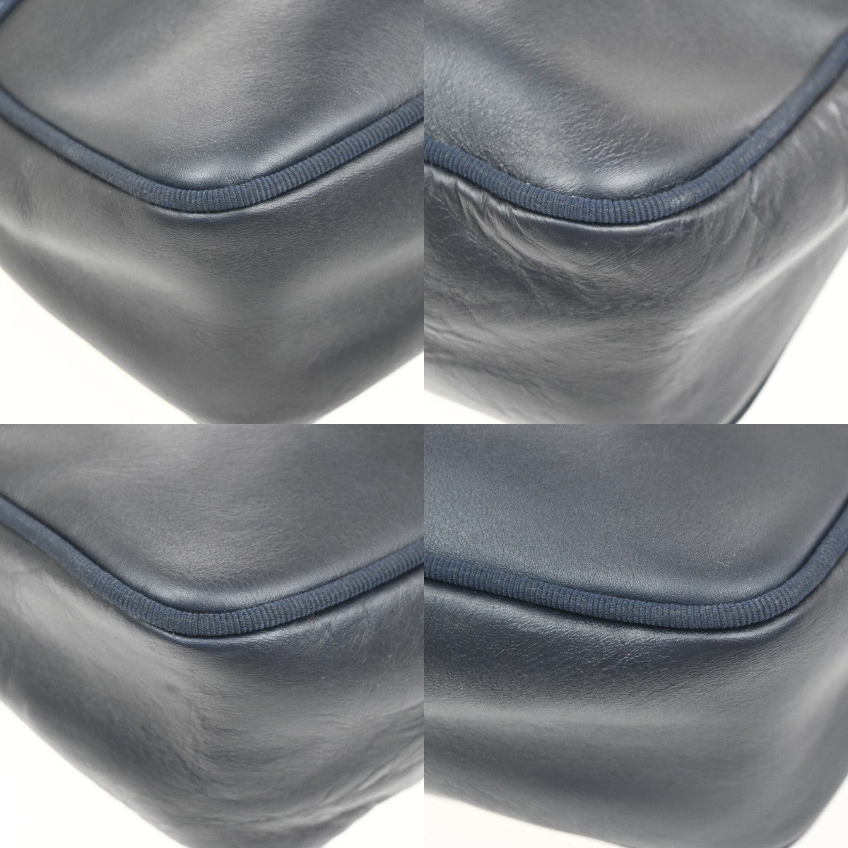 SALVATORE FERRAGAMO Logo Vara Shoulder Bag Leather Navy Blue GHW Italy 09MA547