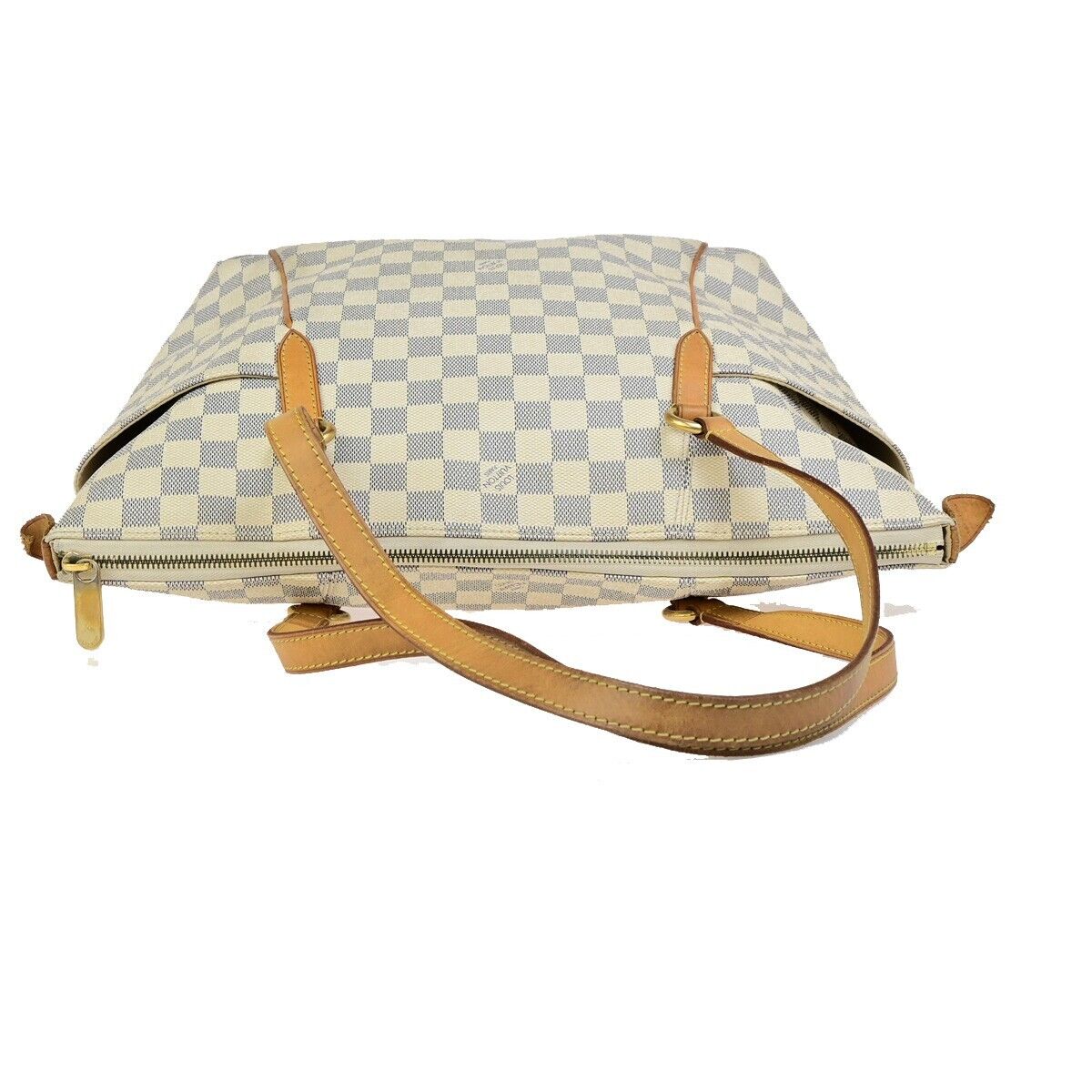 LOUIS VUITTON Totally MM Shoulder Bag Damier Azur Leather White N51262 18ED217