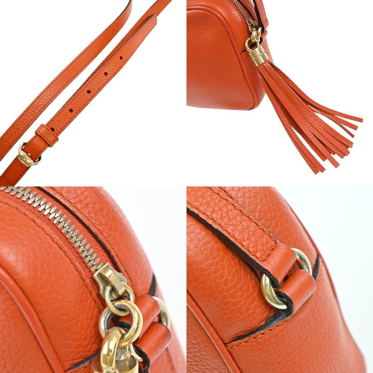 GUCCI Logo Soho Interlocking Crossbody Shoulder Bag Leather Orange GHW 12EG385