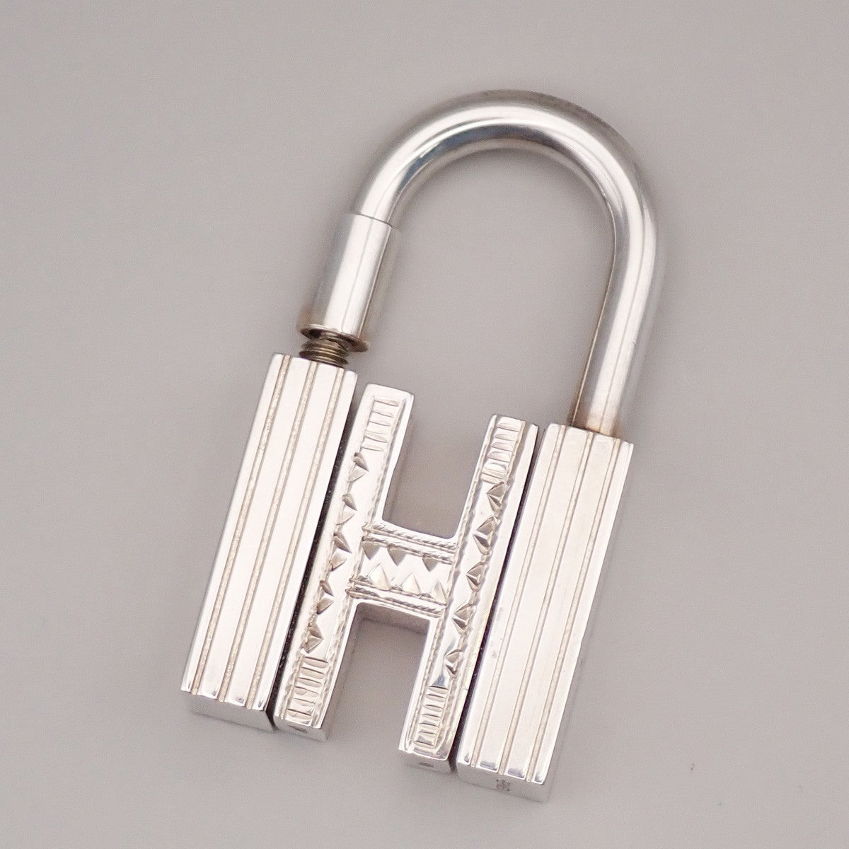 HERMES Logo Touareg H Cadena Padlock Charm Silver 925 SHW Accessory 31RL887