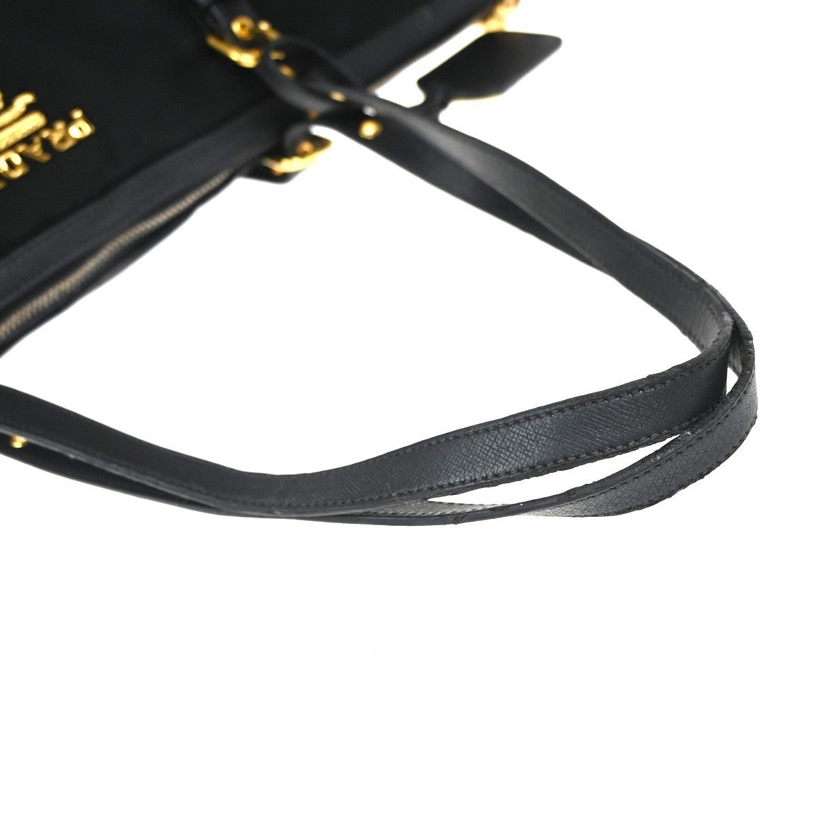 PRADA Logo Tessuto Saffiano Shoulder Bag Nylon Leather Black GHW 76KP488