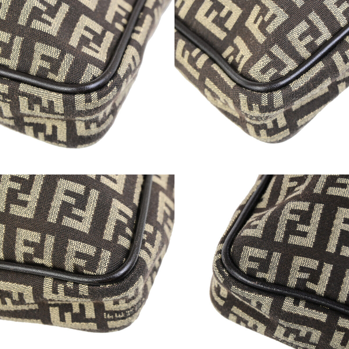 FENDI Logo Zucca Pattern Shoulder Bag Canvas Leather Brown SHW Italy 84SJ480