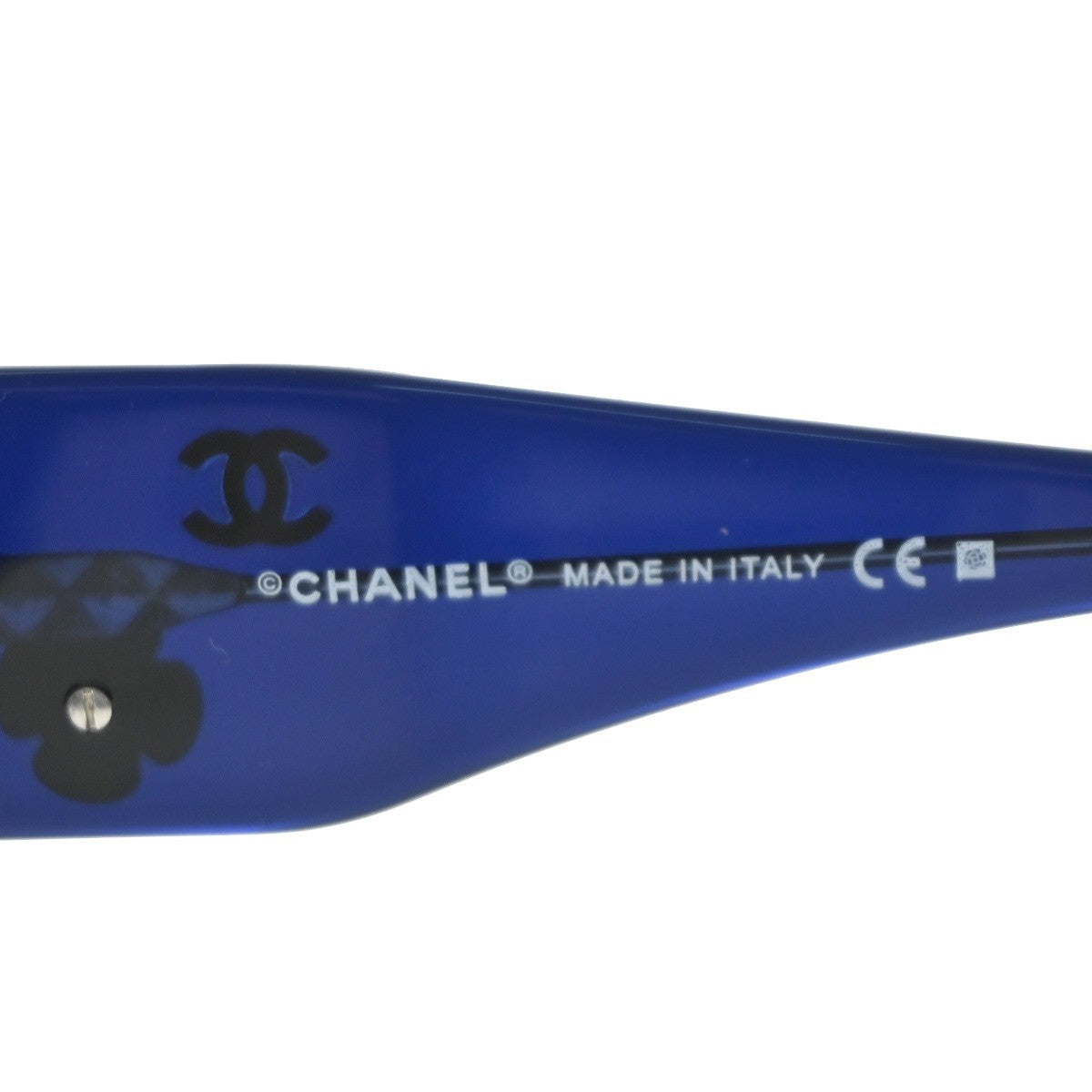 CHANEL CC Logo Camellia Sunglasses Eye Wear Plastic Blue 5113 Italy 60RL750