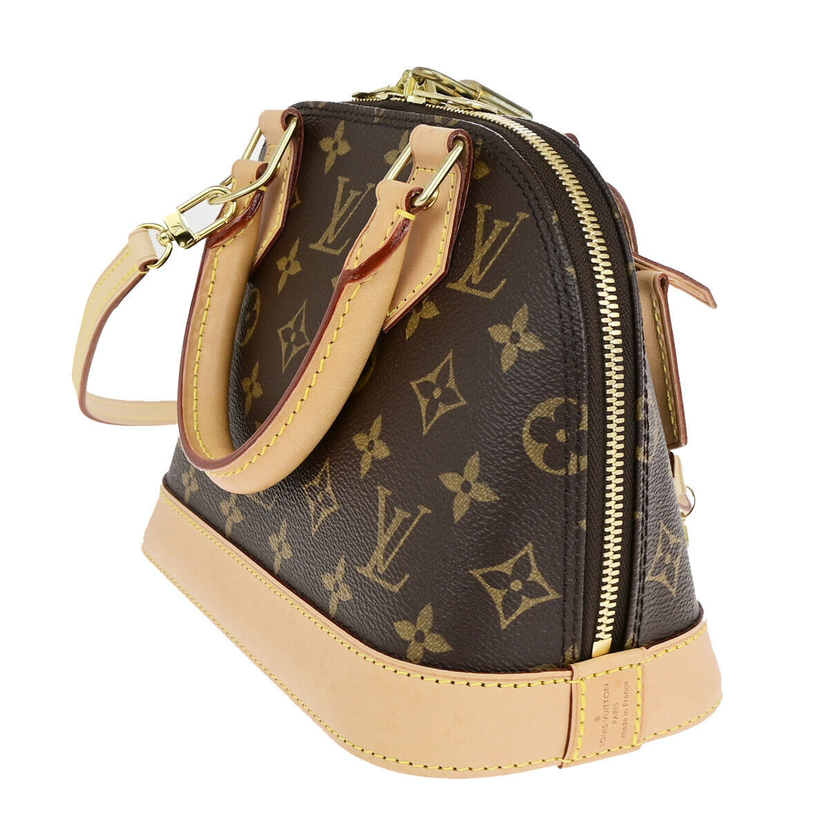 LOUIS VUITTON Alma BB 2Way Hand Bag Monogram Leather Brown Gold M53152 690RF198