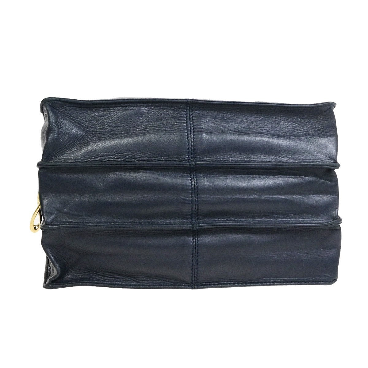 LOEWE Logo Anagram Shoulder Hand Bag Leather Navy Blue GHW Spain 66YJ270