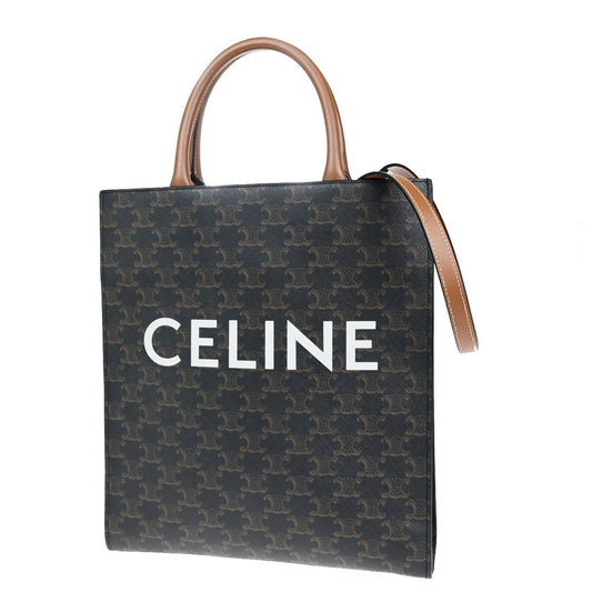 54.Live CELINE Vertical Cabas 2Way Tote Bag Triomphe Canvas Leather 662RK408