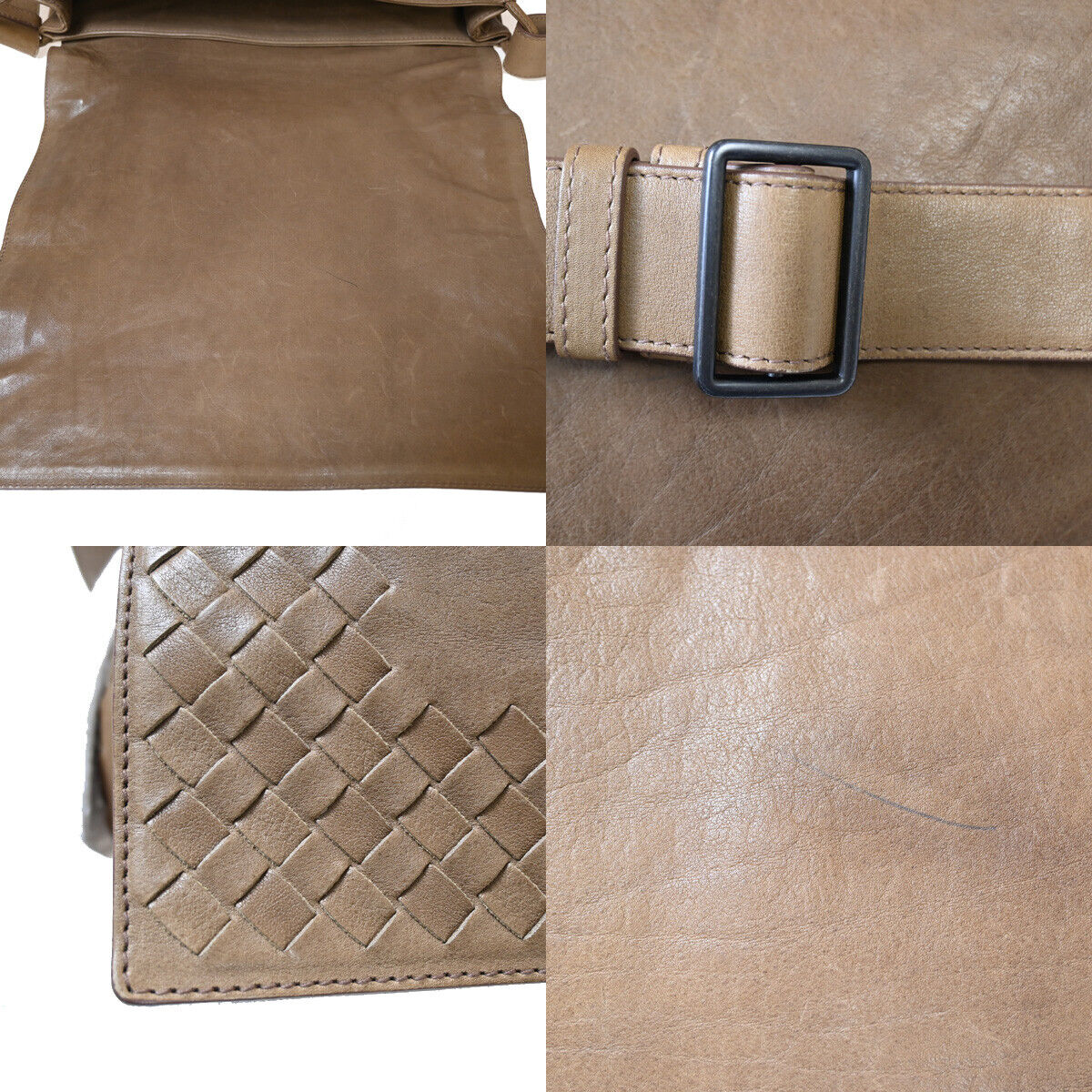 BOTTEGA VENETA Logo Intrecciato Shoulder Bag Leather Brown Italy 30YE318