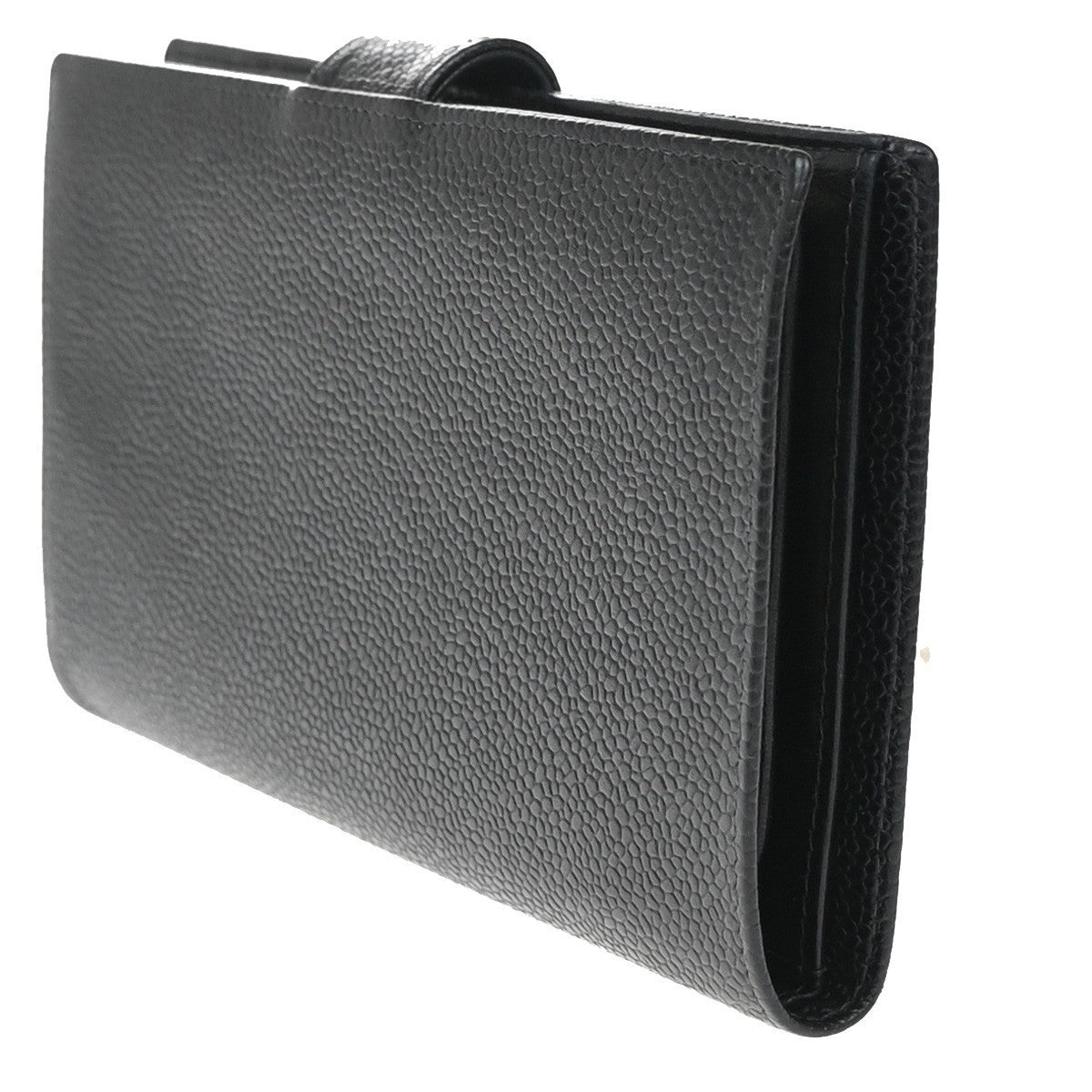 CHANEL CC Logo Long Bifold Wallet Grained Calfskin Leather Black France 16RF812