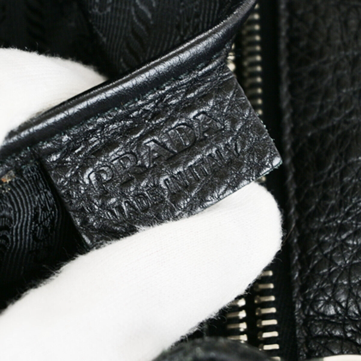 PRADA Logo 2Way Shoulder Hand Bag Vitello Daino Leather Black Nero SHW 12YG607