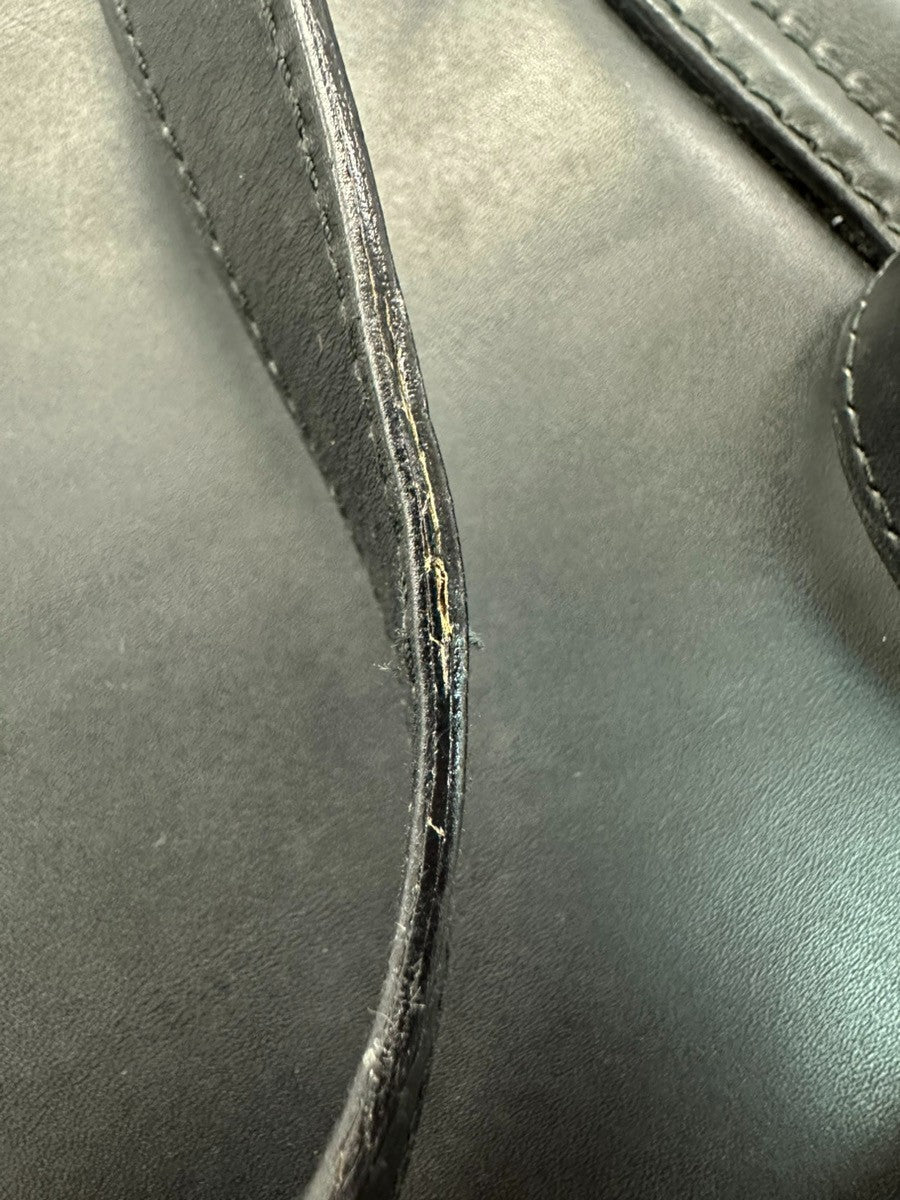 GUCCI Stirrup Saddle Flap Shoulder Bag Leather Italy Black GHW 62CA794