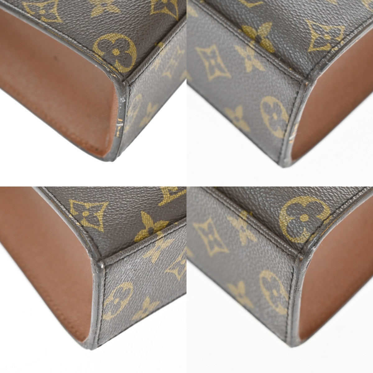 LOUIS VUITTON LV Logo Malesherbes Hand Bag Monogram Leather Brown M51379 84CA876