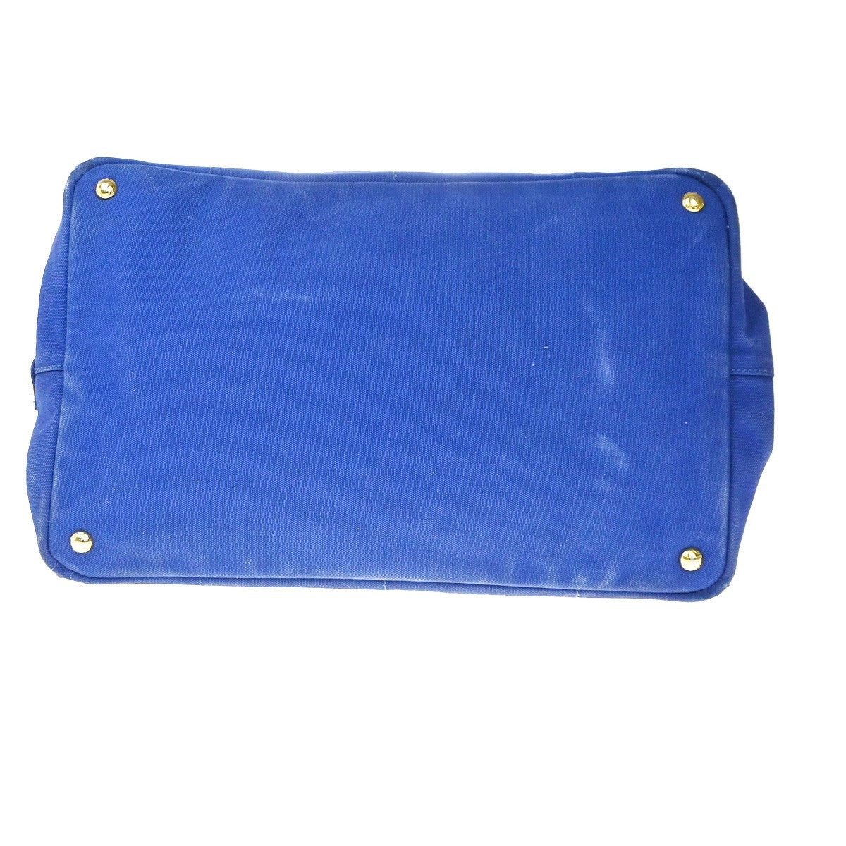 PRADA Logo CANAPA Shoulder Hand Tote Bag Canvas Leather Blue GHW 36KC773
