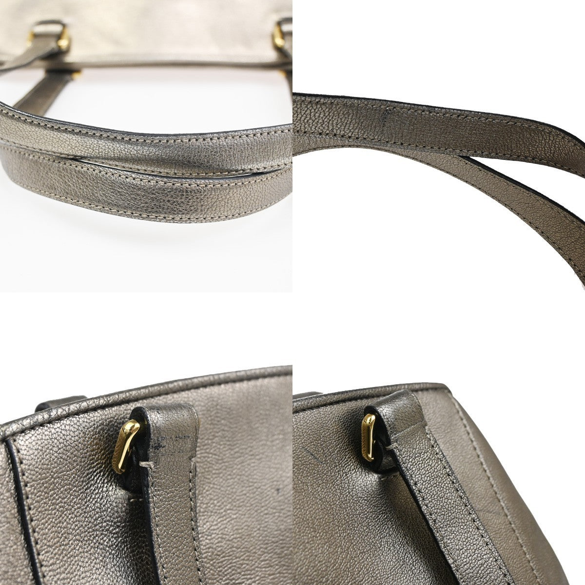 LOEWE Anagram Shoulder Bag Leather Metallic Gold GHW Spain 70KC465