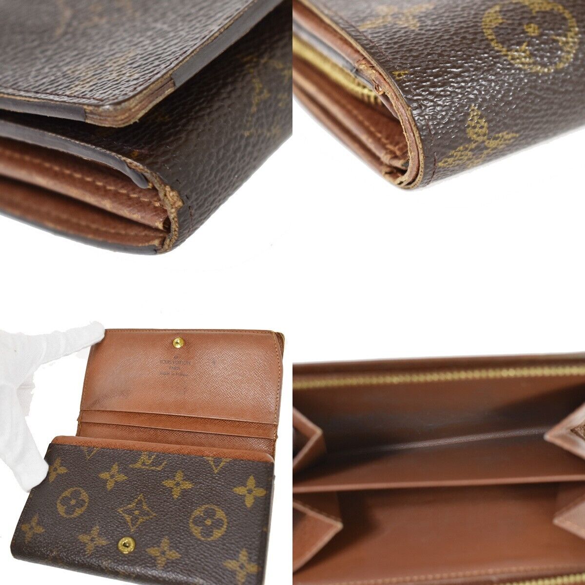 LOUIS VUITTON 5 Set Long Wallet Purse Monogram Matte Taiga Leather Brown 61GA567